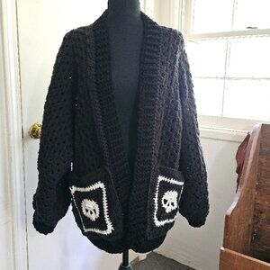 1X, 2X, 3X Cardigan Skull Sweater